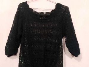 korean Crochet black top