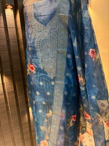Elegant Blue Floral Print Salwar Suit