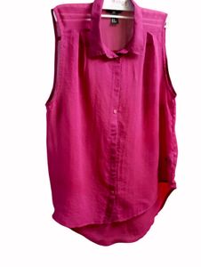 H&amp;M Tank Top  Sheer Button-up Sleeveless S