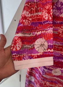 Red Purple Printed Floral Kurta
