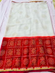 red and white saree