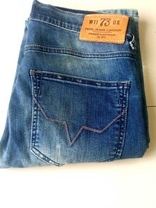 Stonewashesd Pepe Jeans With Distress Details