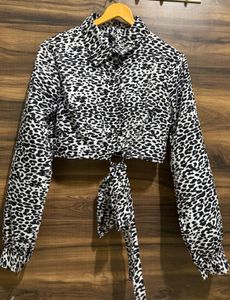 Leopard Print Tie-Front Top