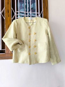 Sales🔥Tweet Cream And Yellow Blazer💕