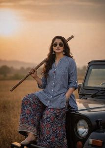 Indigo Checks &amp; Florals — Easy Chic 💙✨ 🌿 👗 🔥✨