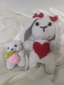 Cute White Rabbit And Teddy