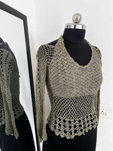 Crochet Knit Long Sleeve Top