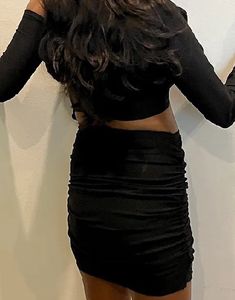Black Solid Cut Out Bodycon Dress -SSS