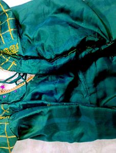 Pure Kanjeevaram Silk Green color Wedding blouse