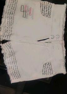 White Printed Shorts