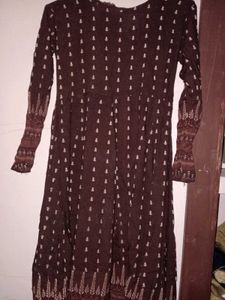 Brown Print Midi Dress