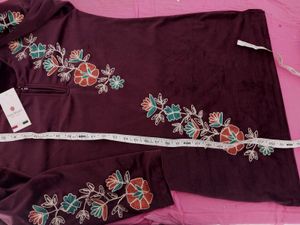 Elegant Embroidered Velvet Tunic Top