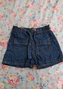 Denim Shorts with Tie Waist (Size 7-8 Year)