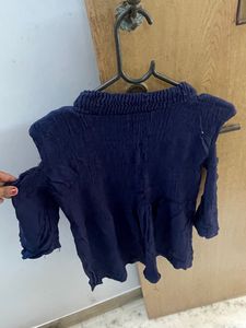 Blue Shoulder Cut Top
