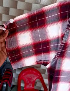 Combo 3 Shirt Red &amp; White Plaid Button-Down Shir