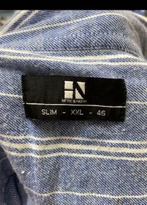 HERE&amp;NOW Men Slim FitOpaqueStripedCubanCollar C