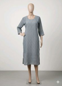 Elegant Grey Embroidered Kurta
