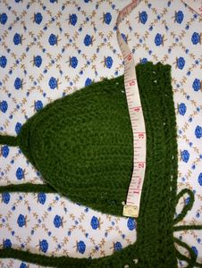 Crochet Bra Top_ Olive Green
