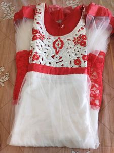 Beautiful Red White Anarkali Dress