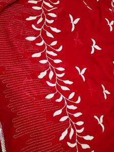 Cherry Red Sequence Work Saree