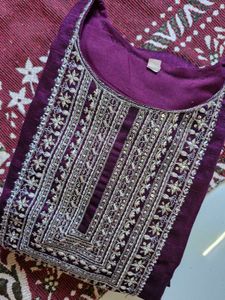 Purple Festive Kurta Set With Dupatta