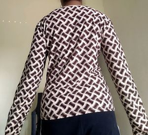 Printed Beige Long Sleeve Top