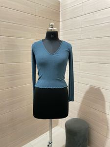 ZARA Teal Blue Fitted Top