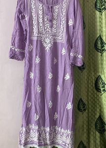 Lavendar Chikankari Kurta- Premium
