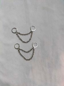 Duo piercing Layered Earrings,Chain Drop Earrings