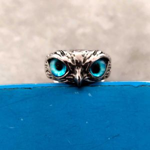 Mystical Owl Ring -  Striking Blue Eyes