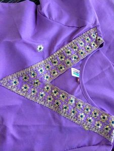 Lavender Embroidered Kurta Set