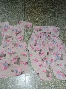 Multi Colour Crape Silk Suit