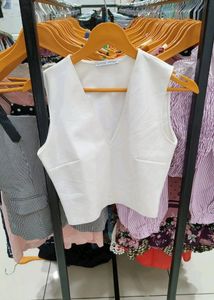Zara White Sleeveless Top
