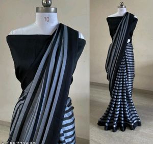 Pretty   Saree 🖤 With Stitched Blouse Size 32