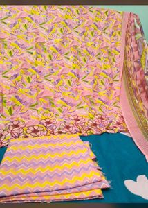 Pink Floral Unstitched Suit