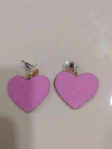 Cute Pink Woven Heart Drop Earrings