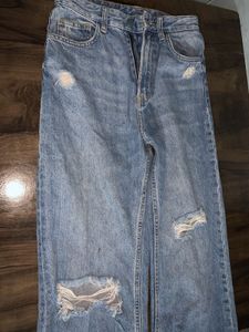 Wide Leg Ripped Jeans