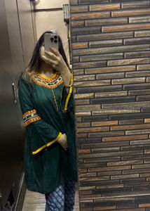 Embroidered Green Kurta