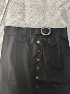 Black Button-Down Pencil Skirt