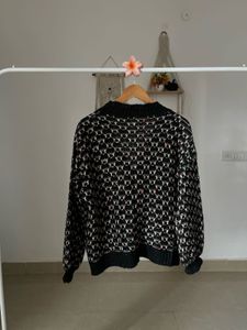PRINTED JACQUARD BUTTONED DOWN CARDIGAN