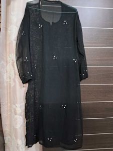 Mesh Black Long Kurti.