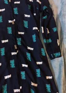 Navy Blue U Neck Kurti