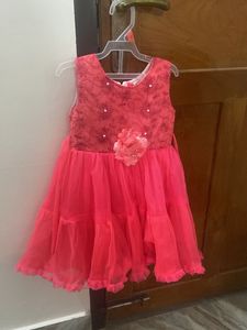Bright peach Color Cocktail Frock 3-5yr Old