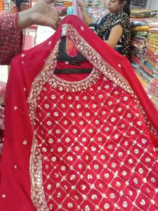 Red Embroidered Kurta Set