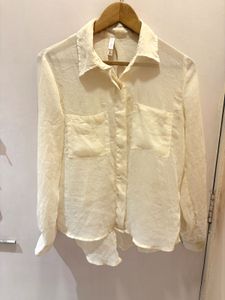 Beautiful Cream Sheer Button-Down Shirt