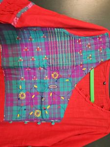 Red Boutique Kurti With Pocket