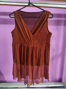 Shimmering Sleeveless V-neck Blouse