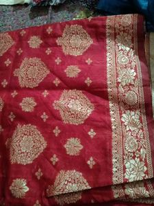 Red &amp; Gold Dress Material
