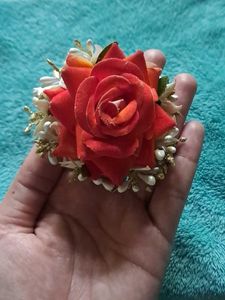Red Rose &amp; White Flower Hair Clip
