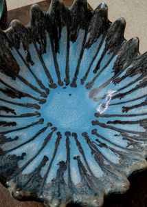 Handcrafted Ceramic Bowl–Sky Blue wid Earthy Brown